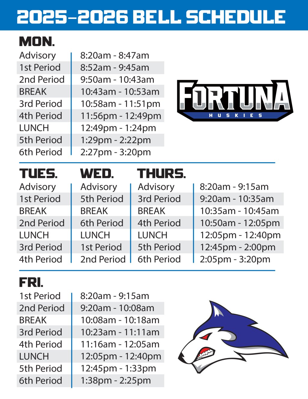 ⏰ 2025–26 Bell&nbsp;Schedule